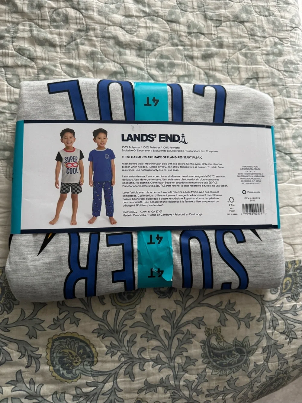 Lands' End Blue & Gray Kids' 4-Piece Pajama Set